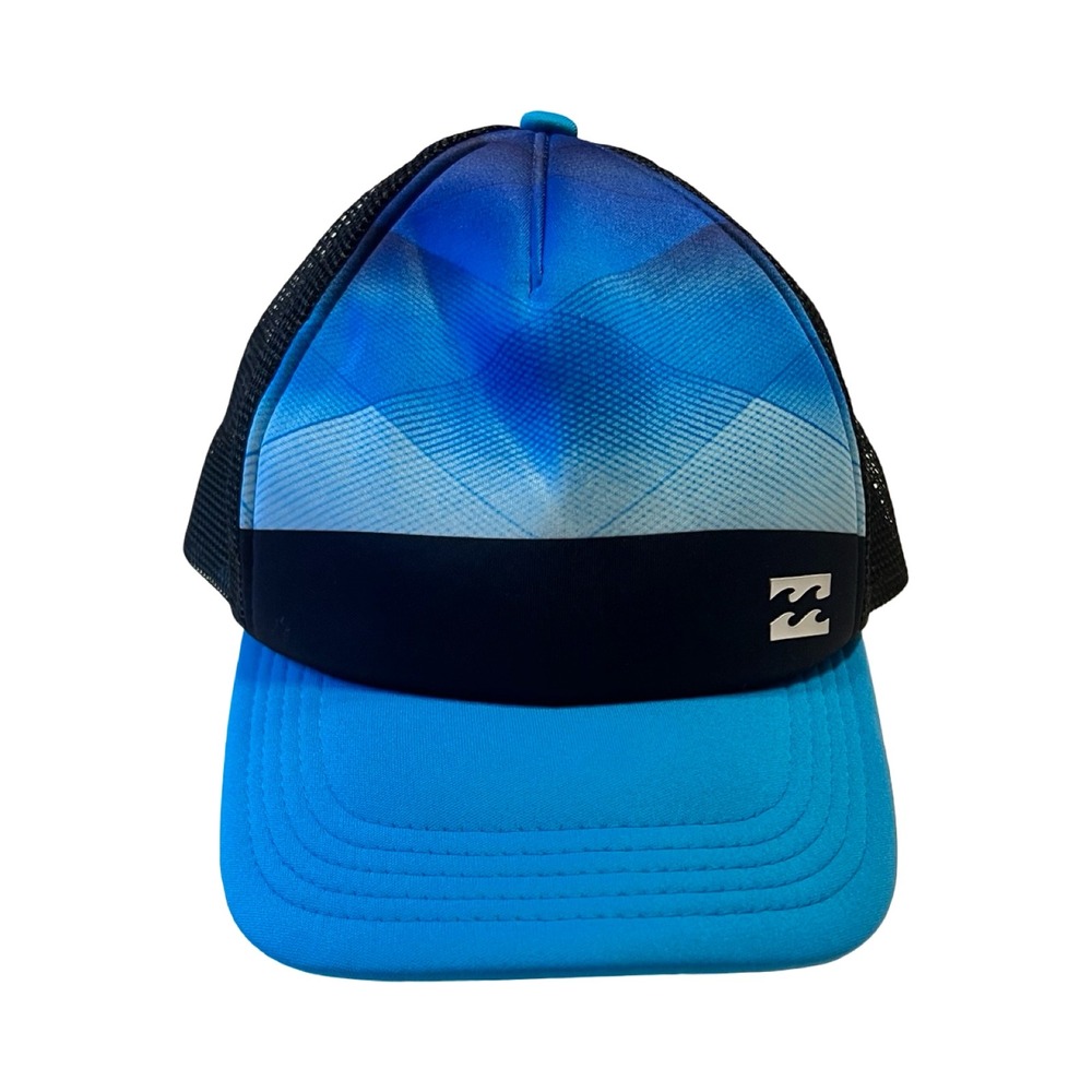 Billabong Mens Blue‎ Geometric Gradient Mesh Snapback Trucker Hat Y2K